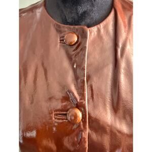 Vintage Banana Republic 100% Leather Vest Cognac Patent Brown Size 4 Fully Lined